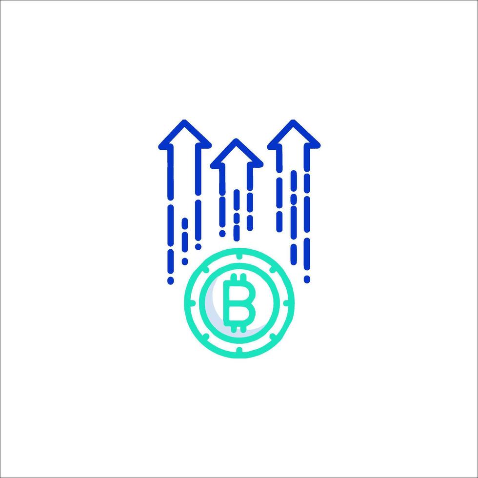 Bitcoin logo with arrows and a bitcoin symbol vector