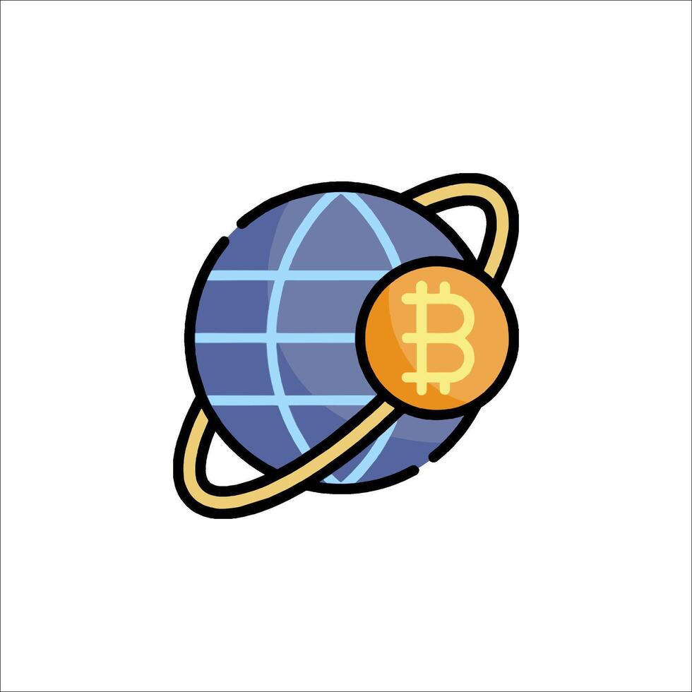 Bitcoin planet icon illustration vector