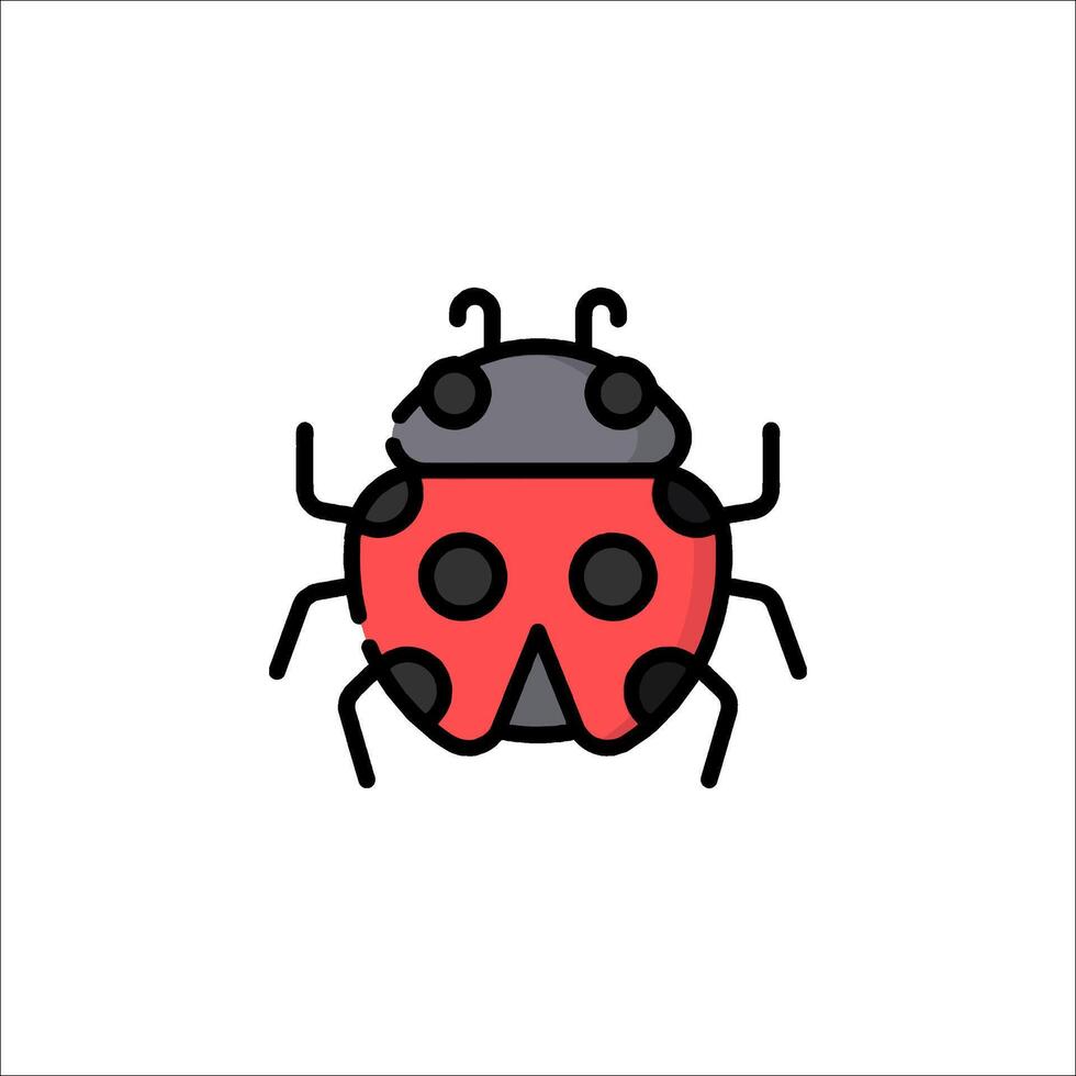 A ladybug icon with black spots on it vector