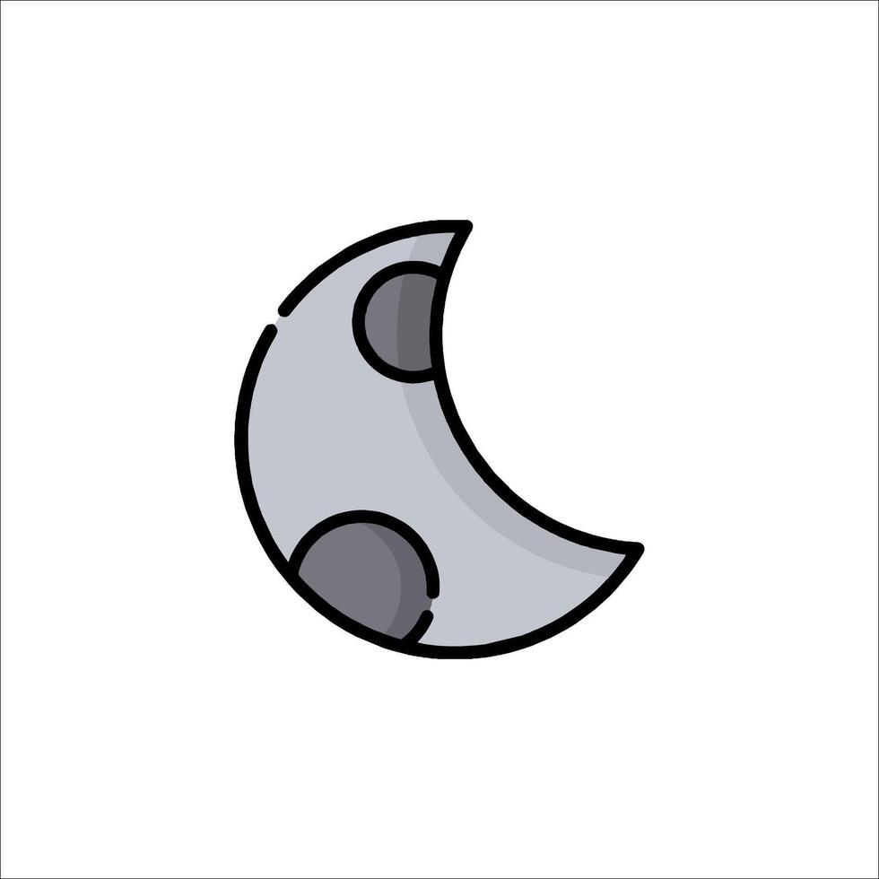 A moon icon with a black and white dot vector