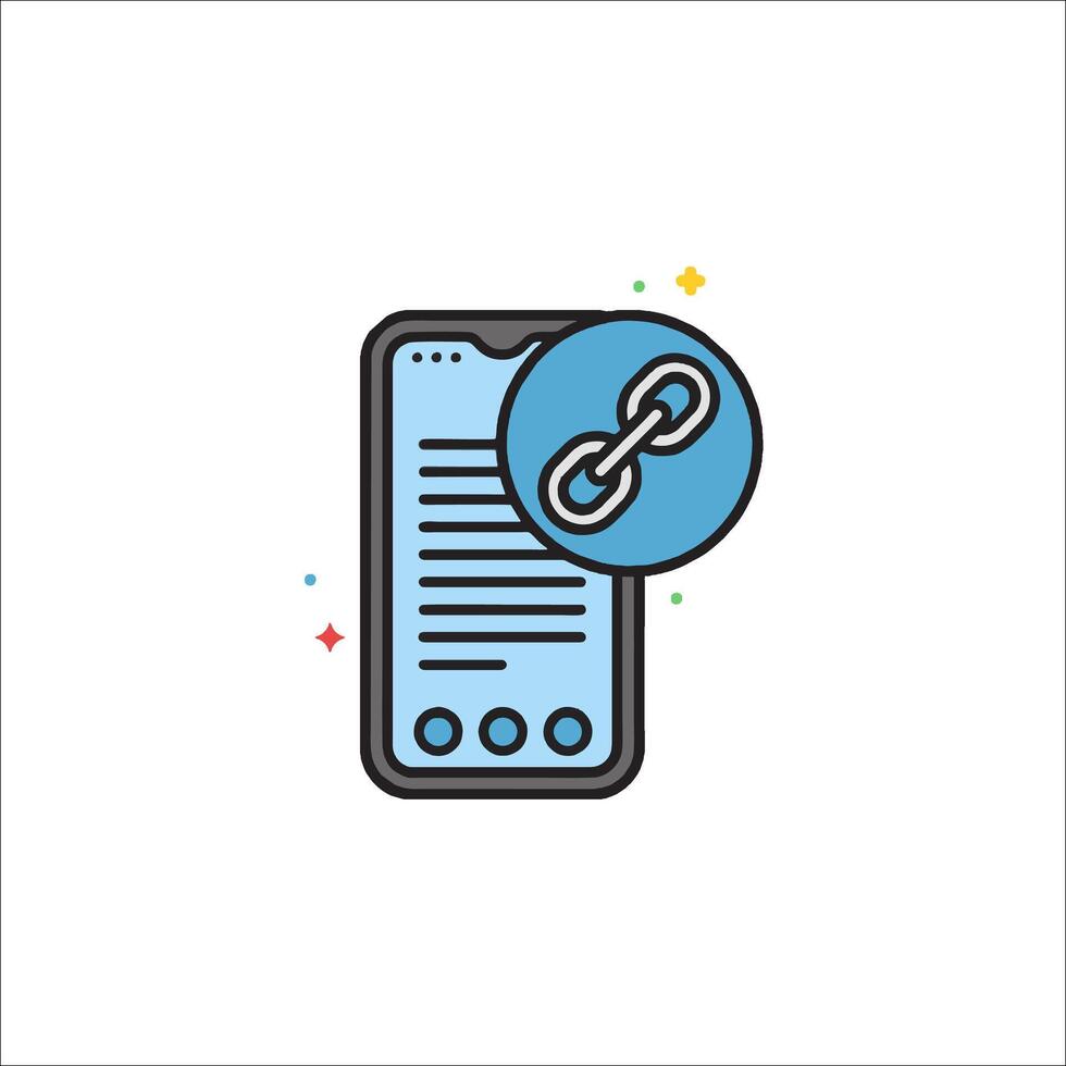 Mobile app icon with link and chain vector