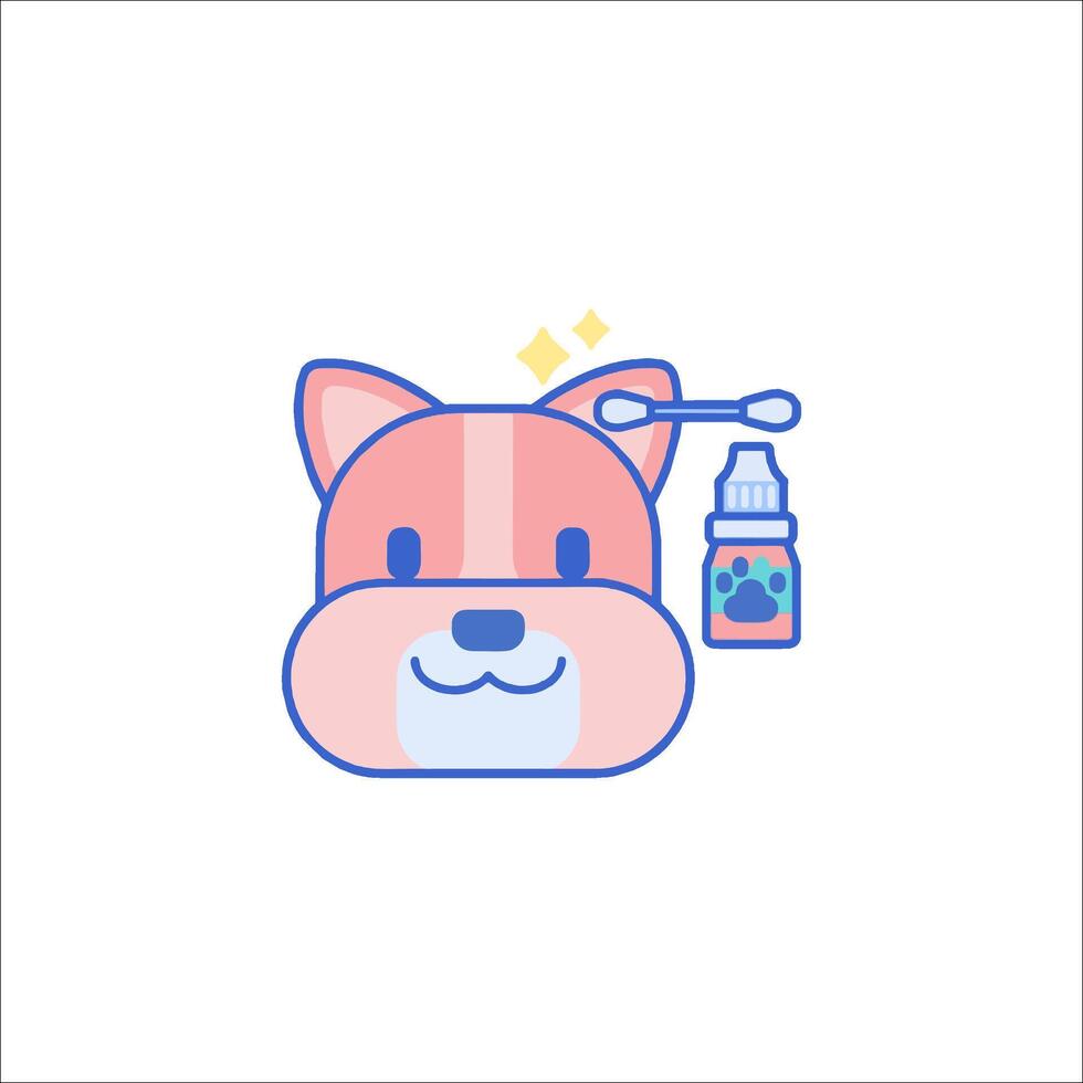 A cute dog with a toothbrush and toothpaste vector