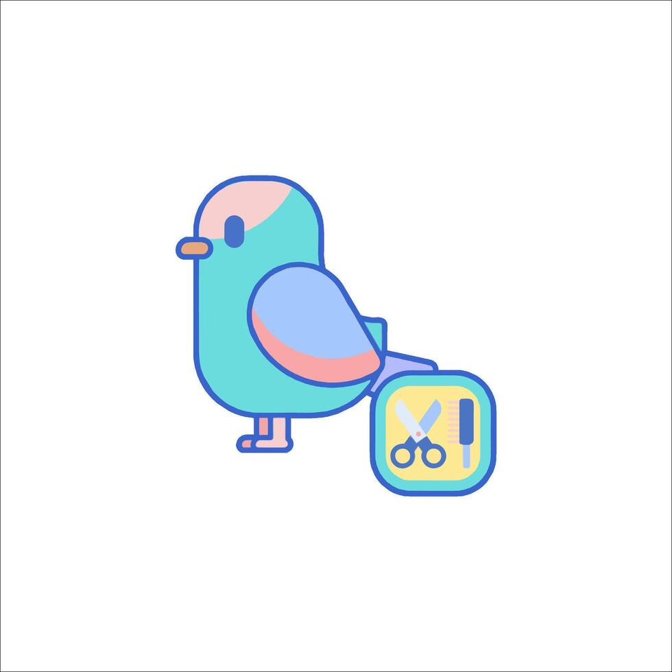 A bird with scissors and a box vector
