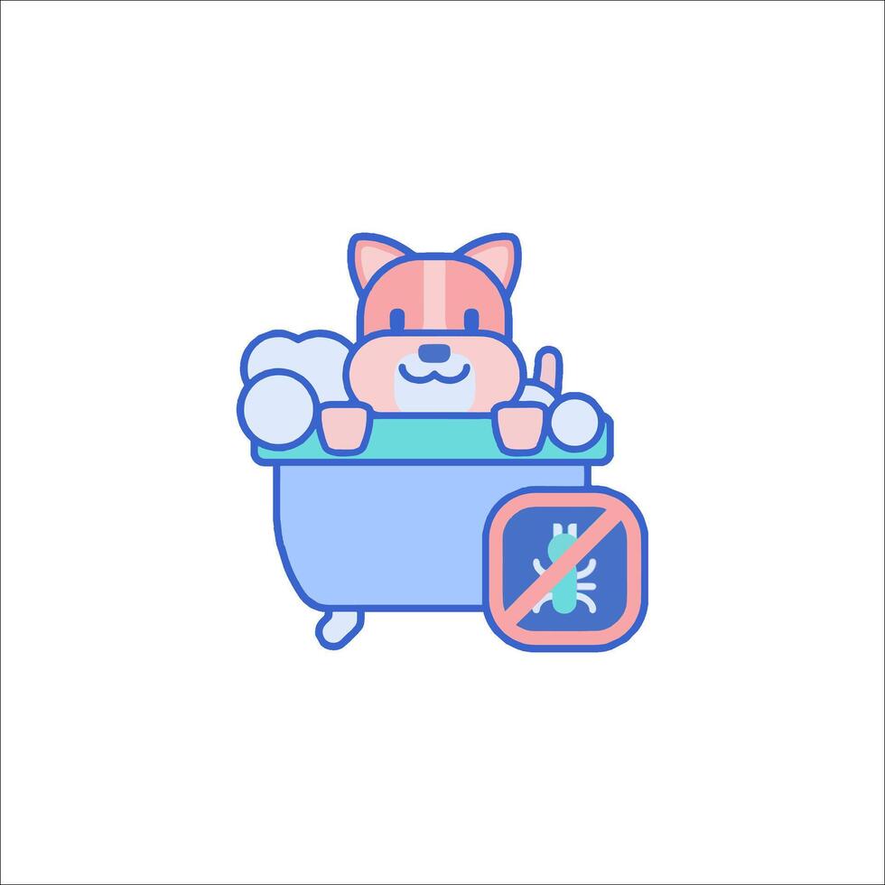 A cartoon cat in a bathtub with a sign that says no vector