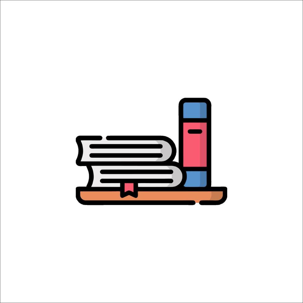 Books on a shelf icon illustration vector