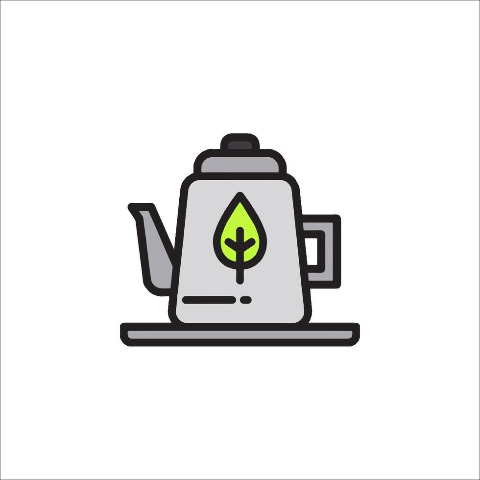 Tea pot with leaf icon vector