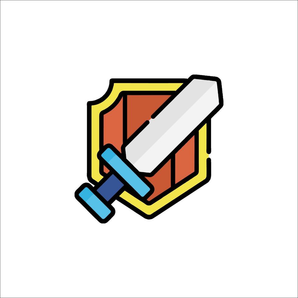 A sword and shield icon on a white background vector