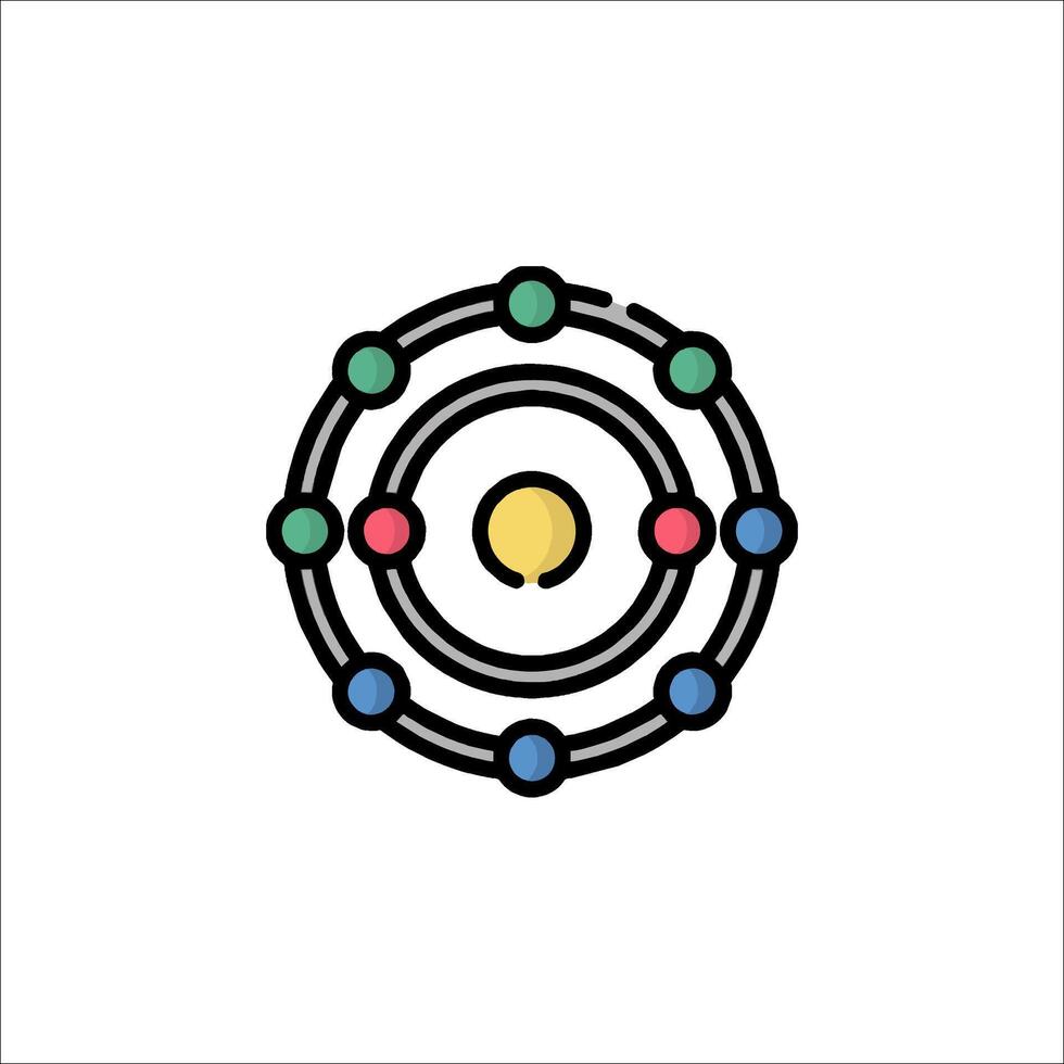 An atom symbol with colorful circles vector