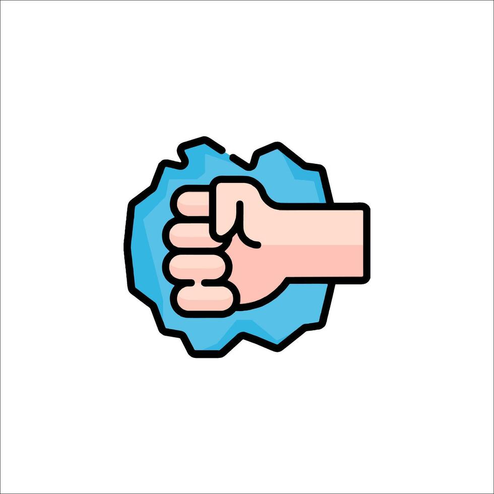 A fist is shown in a blue and white background vector