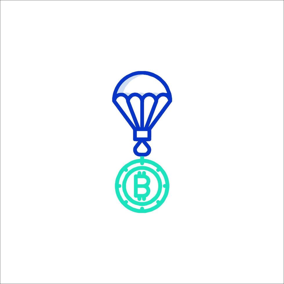 A parachute with a bitcoin logo on it vector