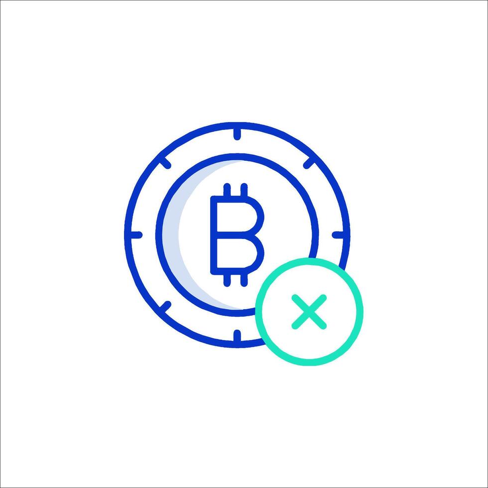 Bitcoin icon with a cross and a circle vector