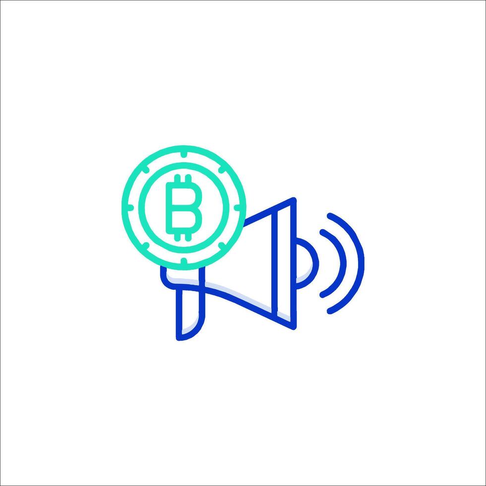 Bitcoin icon with a megaphone vector