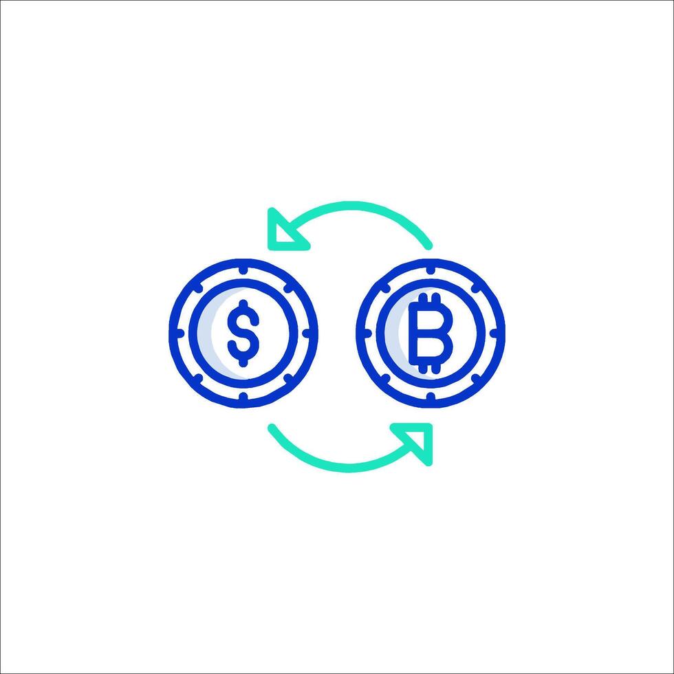 Bitcoin and dollar icon vector