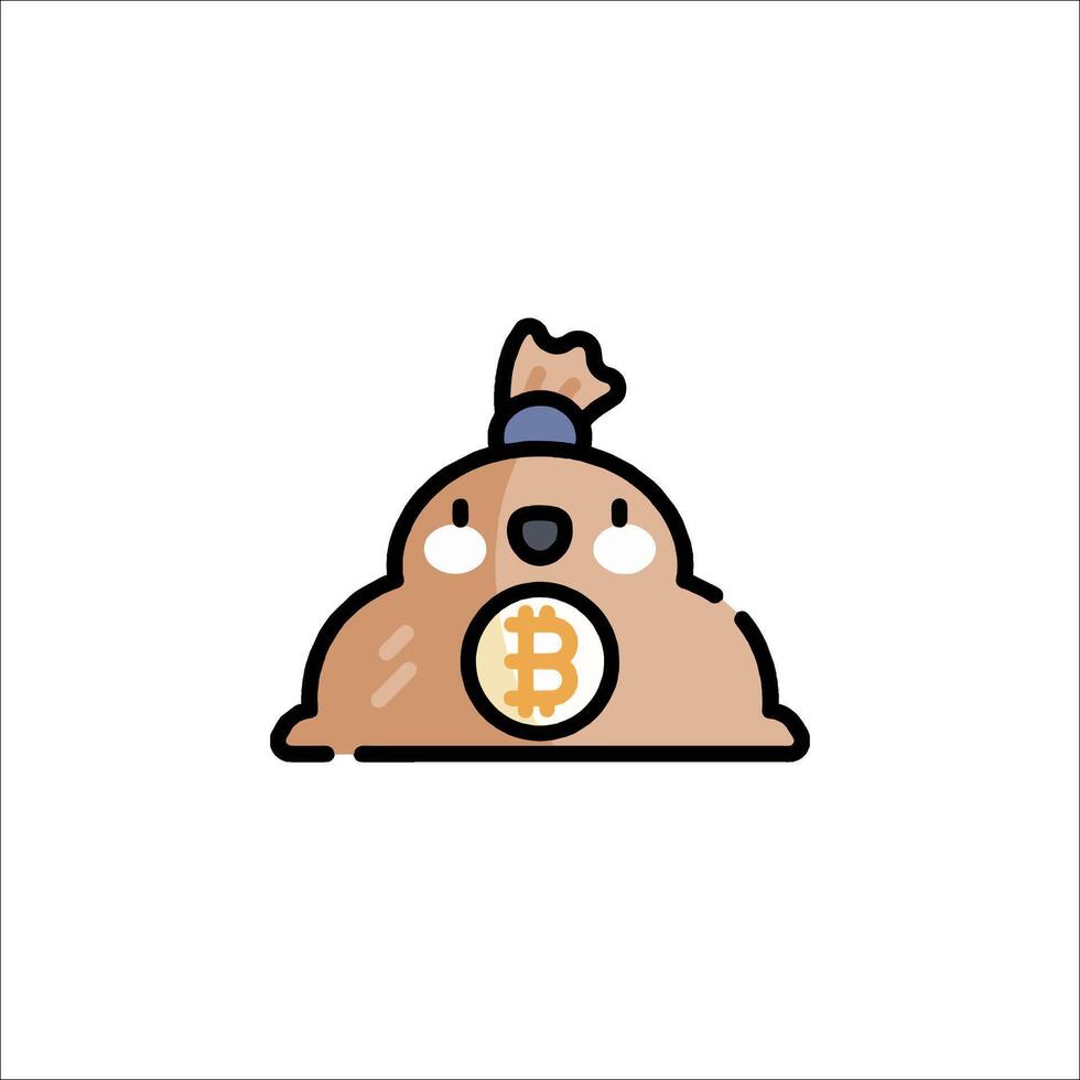 A cartoon poop with a bitcoin on it vector