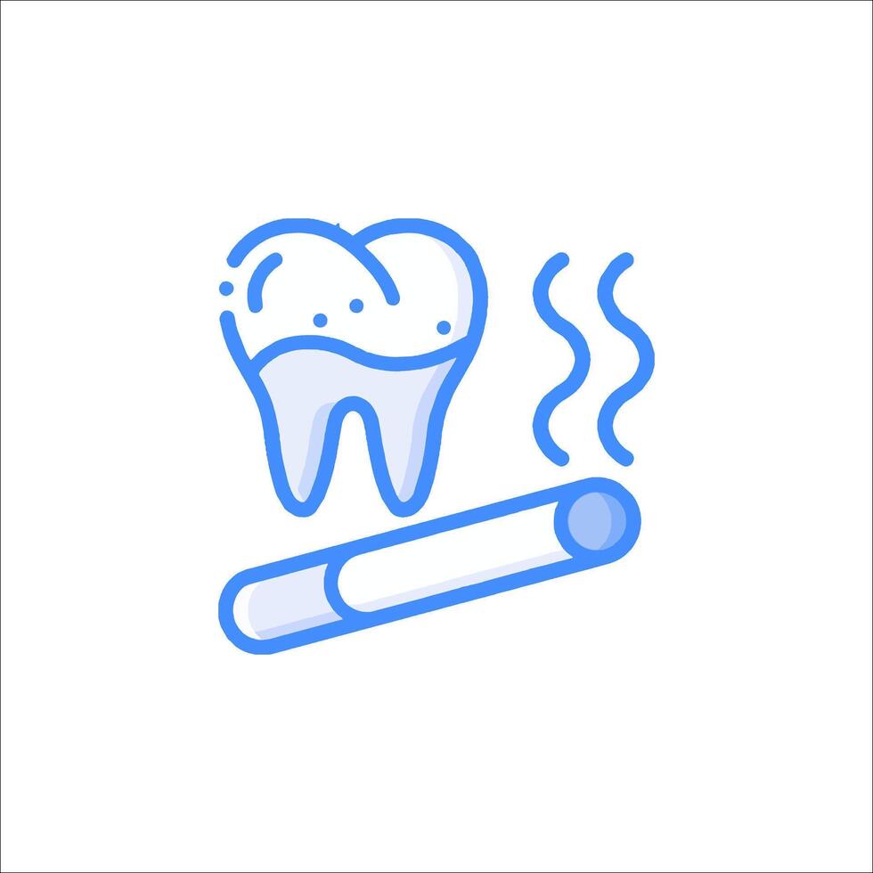 Tooth and cigarette line icon vector
