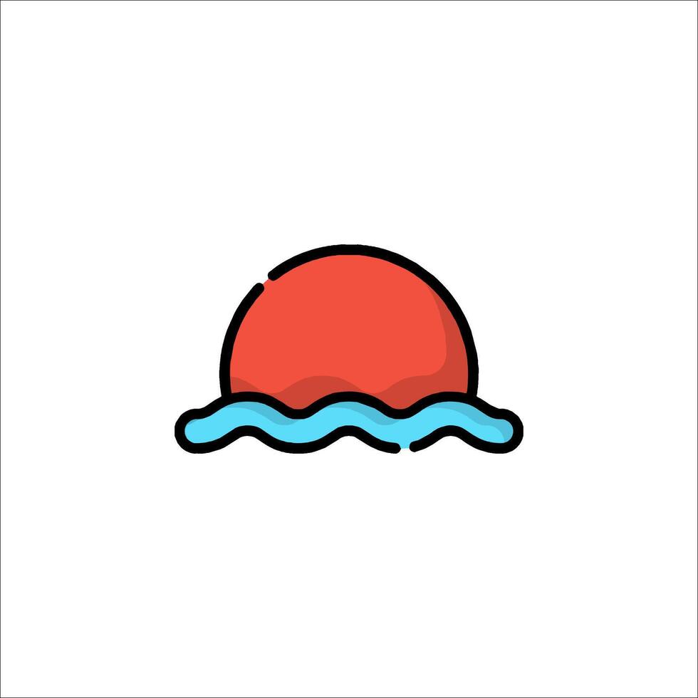A red sun with waves on it vector