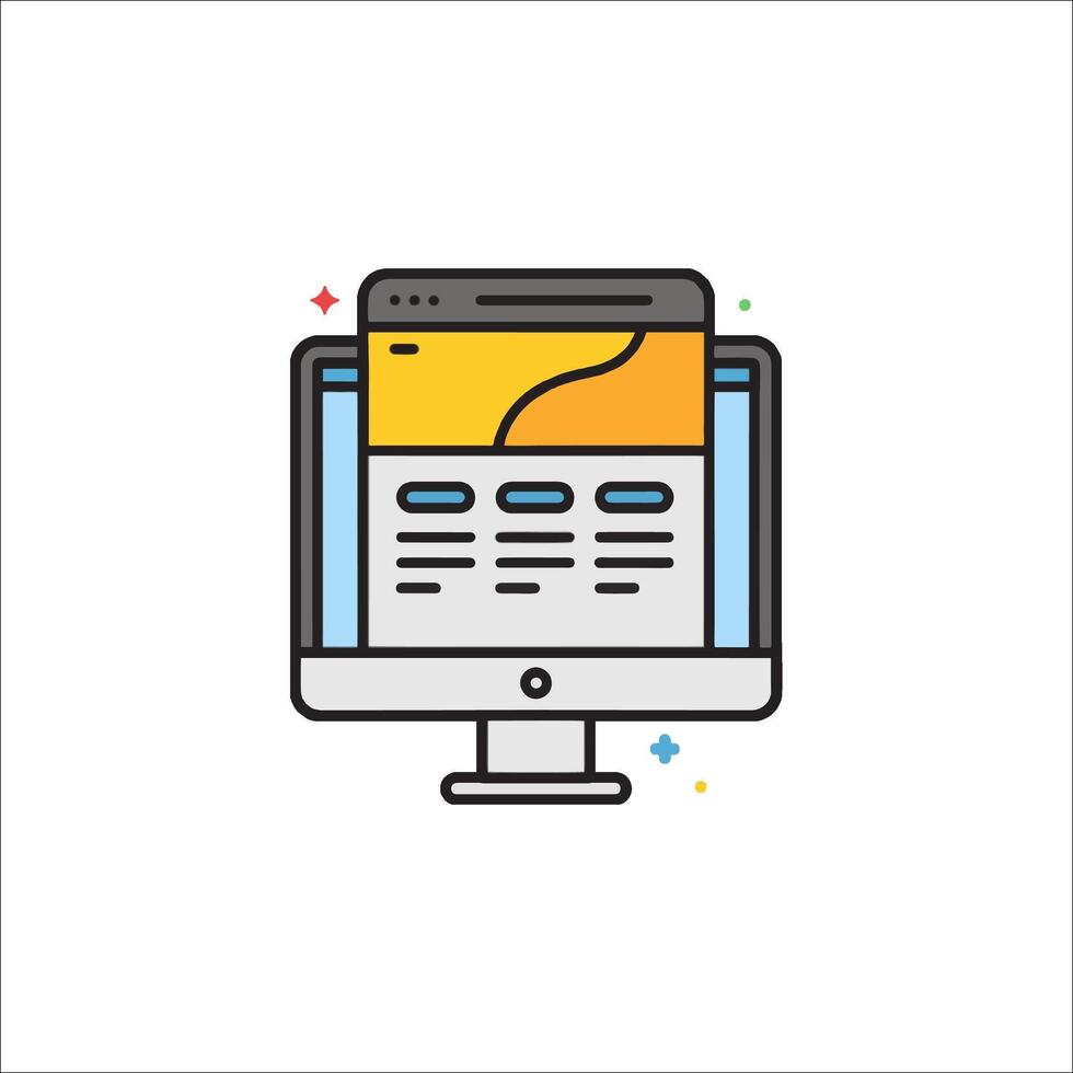 A computer monitor with a web page on it vector