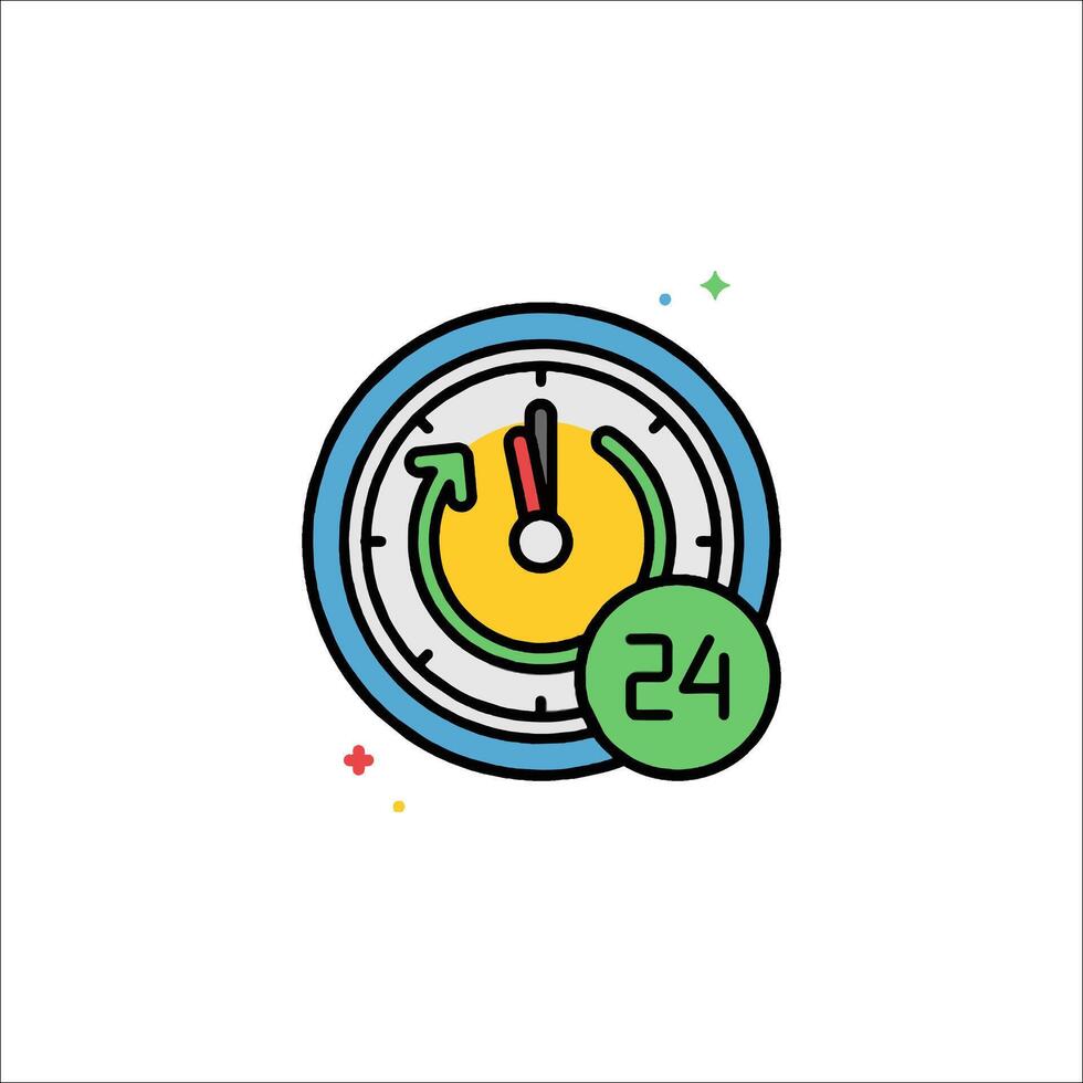 A clock icon with a 24 hour clock vector