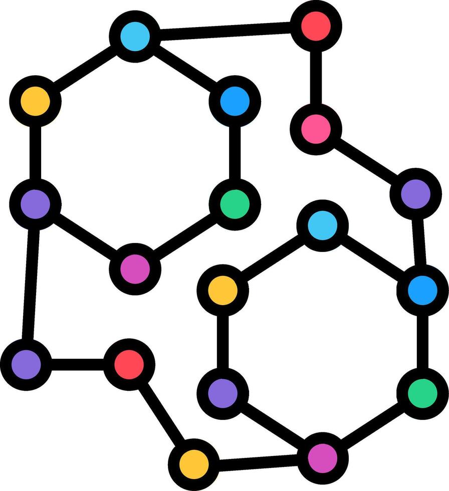 Molecular Line Filled Icon vector