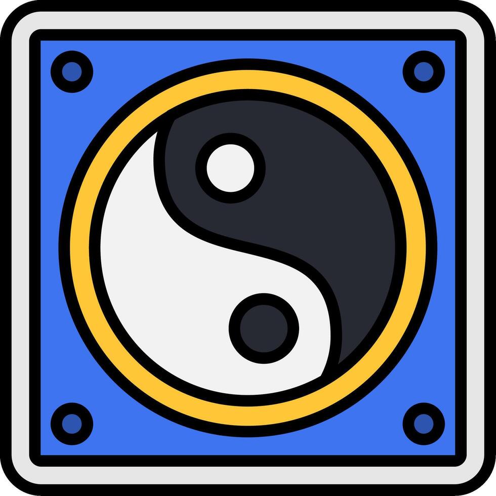 Yin Yang Line Filled Icon vector