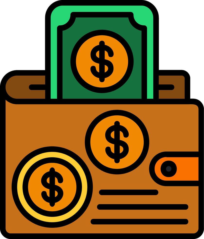 Wallet Line Filled Icon vector