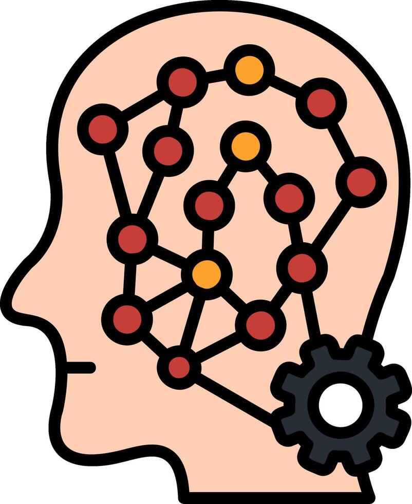 Deep Learning Line Filled Icon vector
