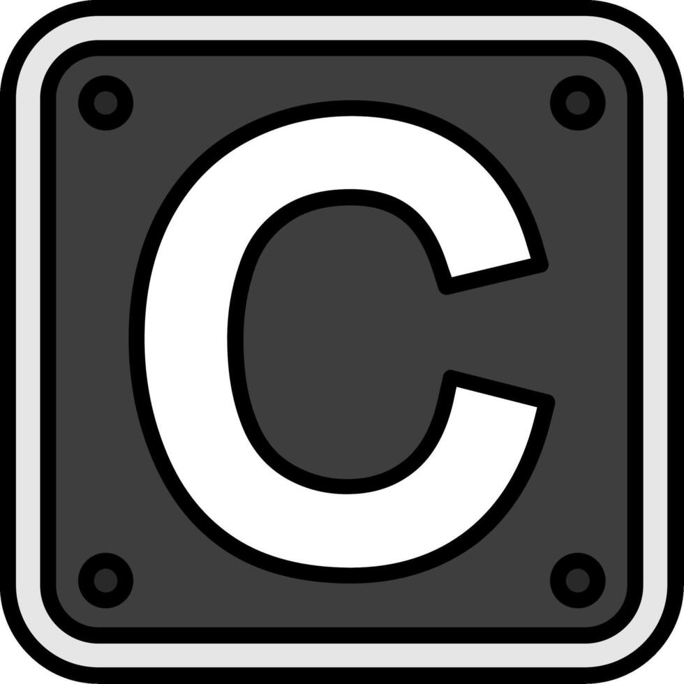 Letter C Line Filled Icon vector
