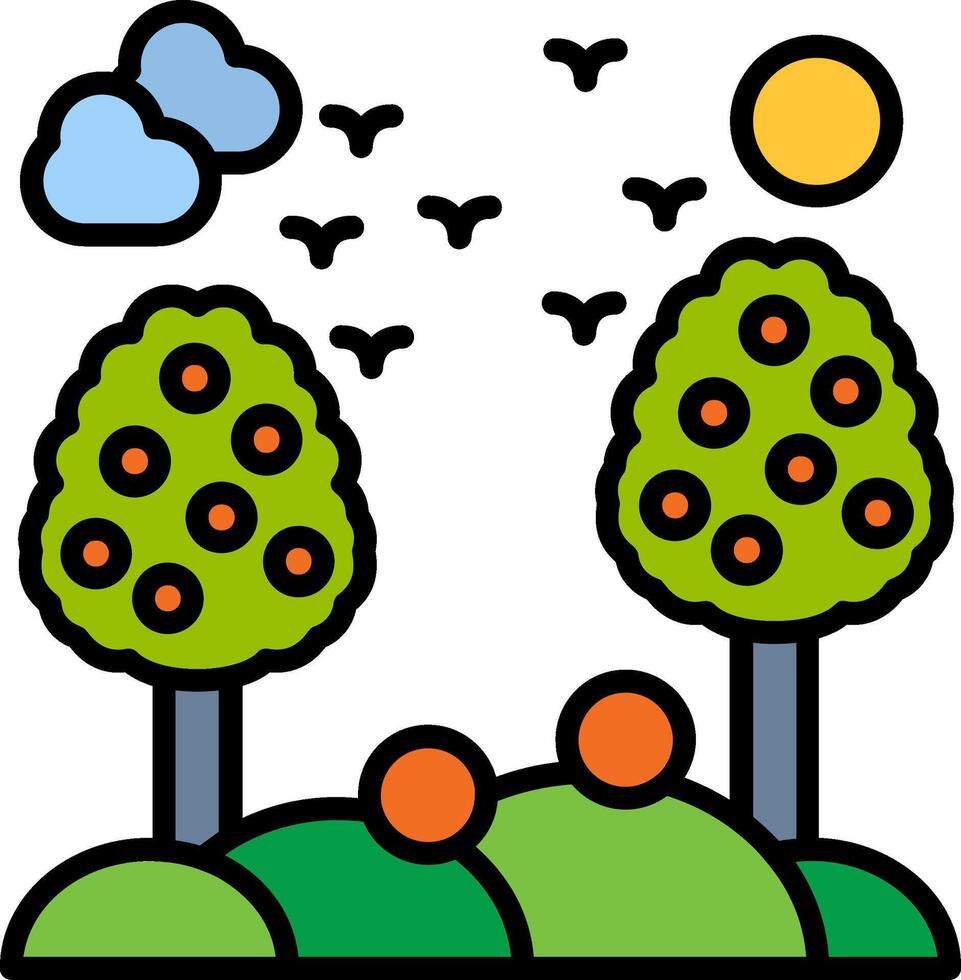 Orchard Line Filled Icon vector