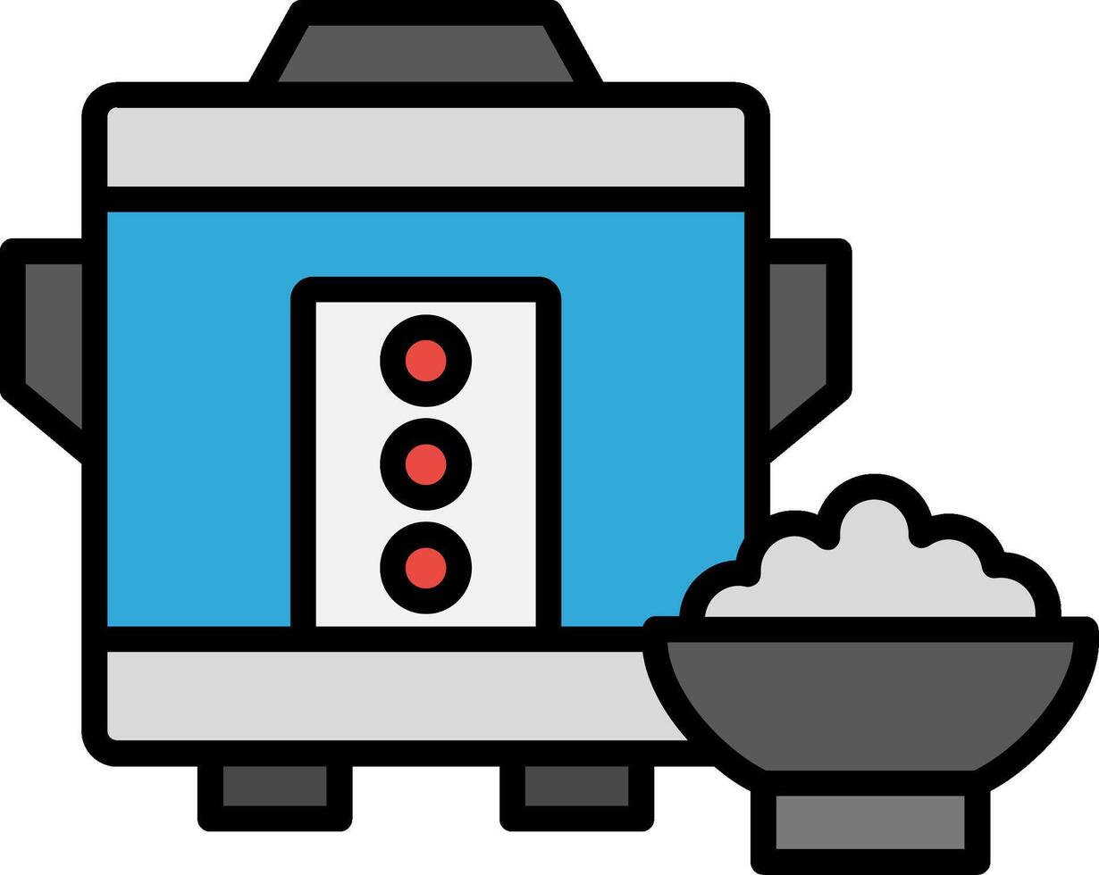 Rice Cooker Line Filled Icon vector