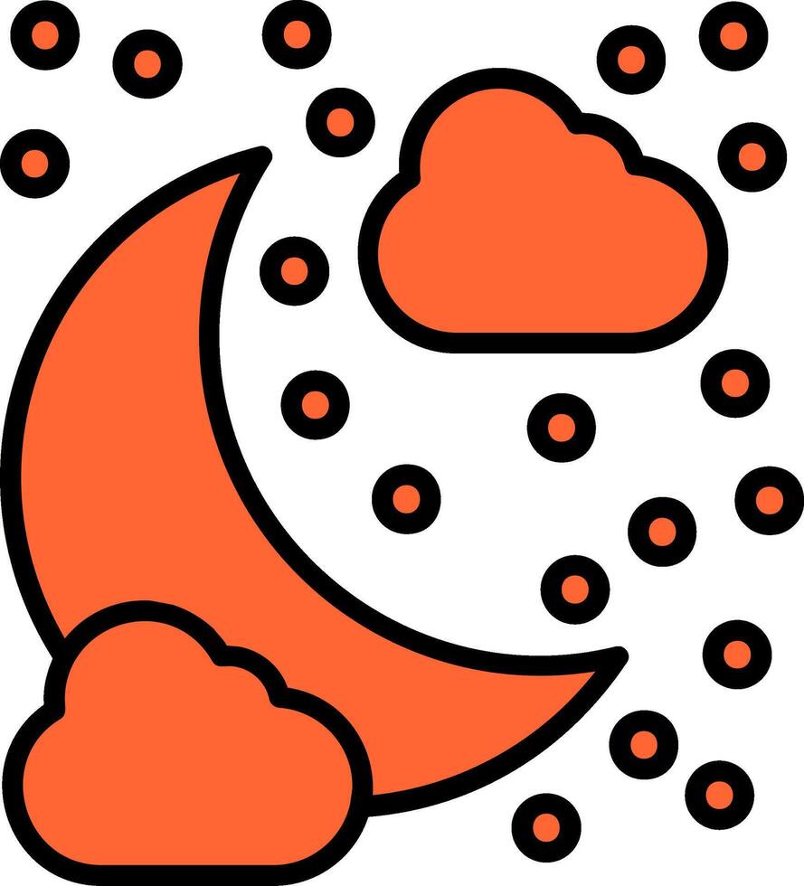 Cloudy Night Line Filled Icon vector