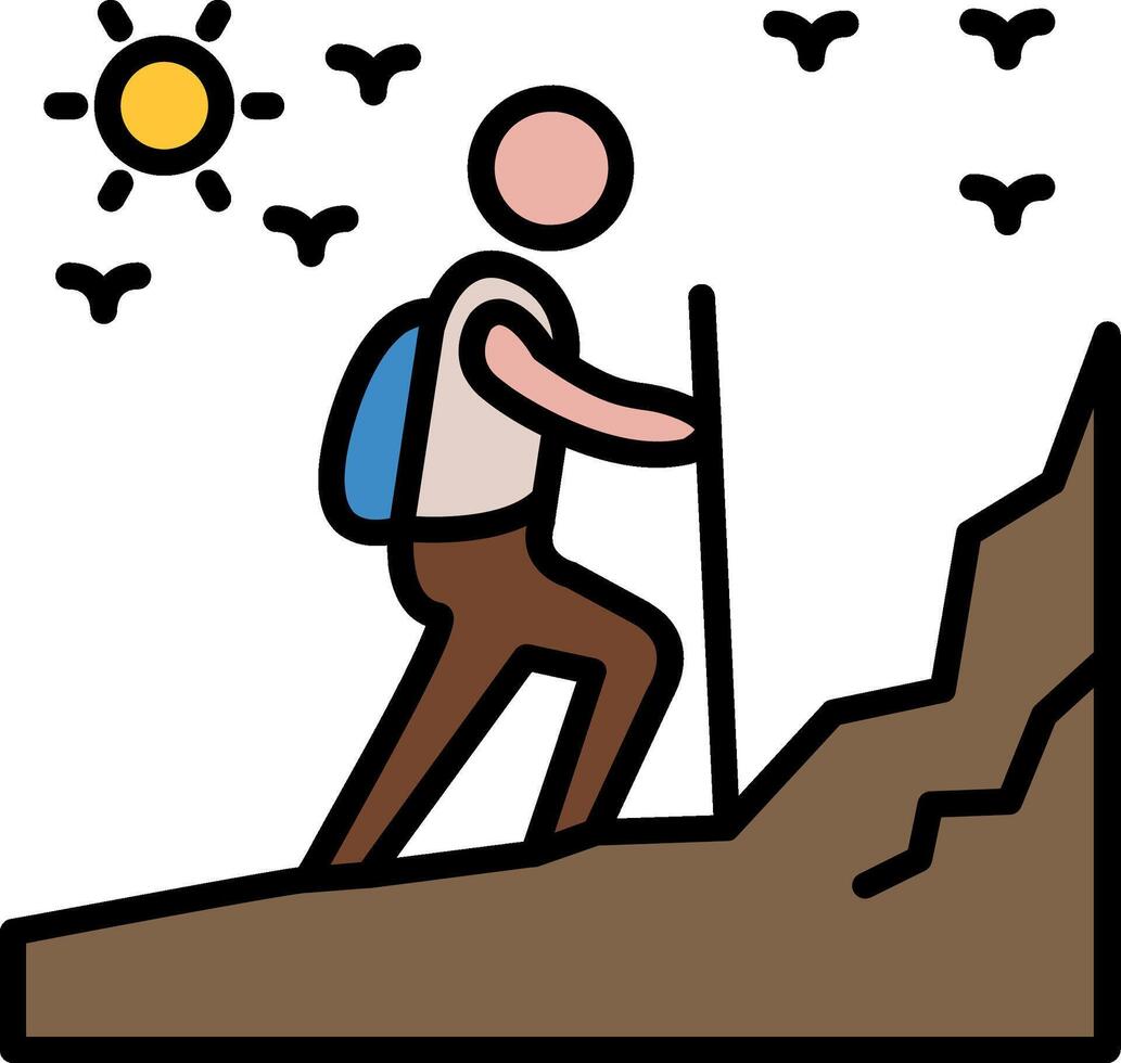 Hike Line Filled Icon vector