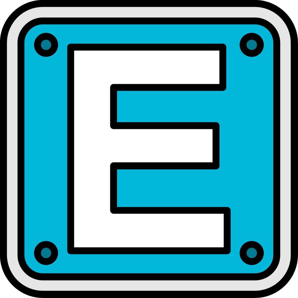 Letter E Line Filled Icon vector