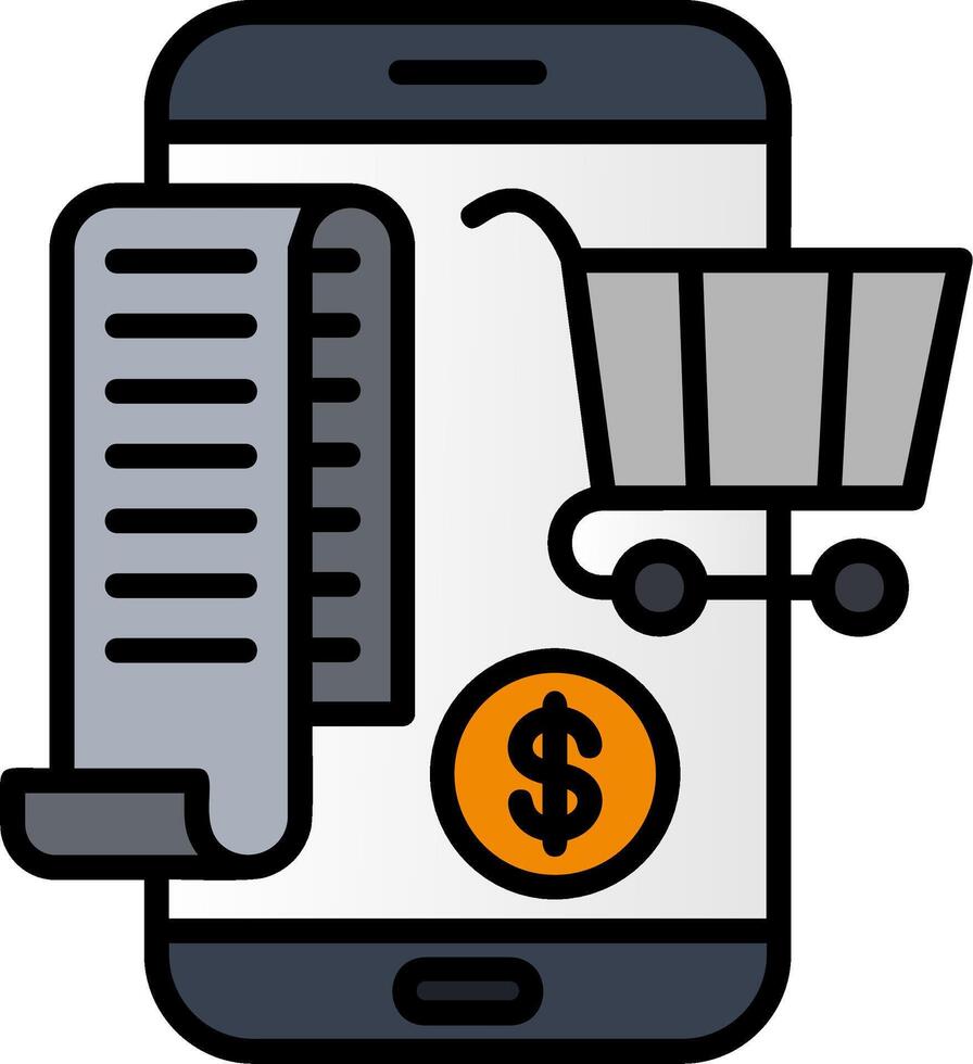 Online Shopping Line Filled Icon vector