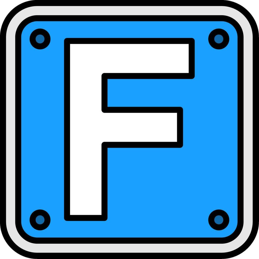 Letter F Line Filled Icon vector