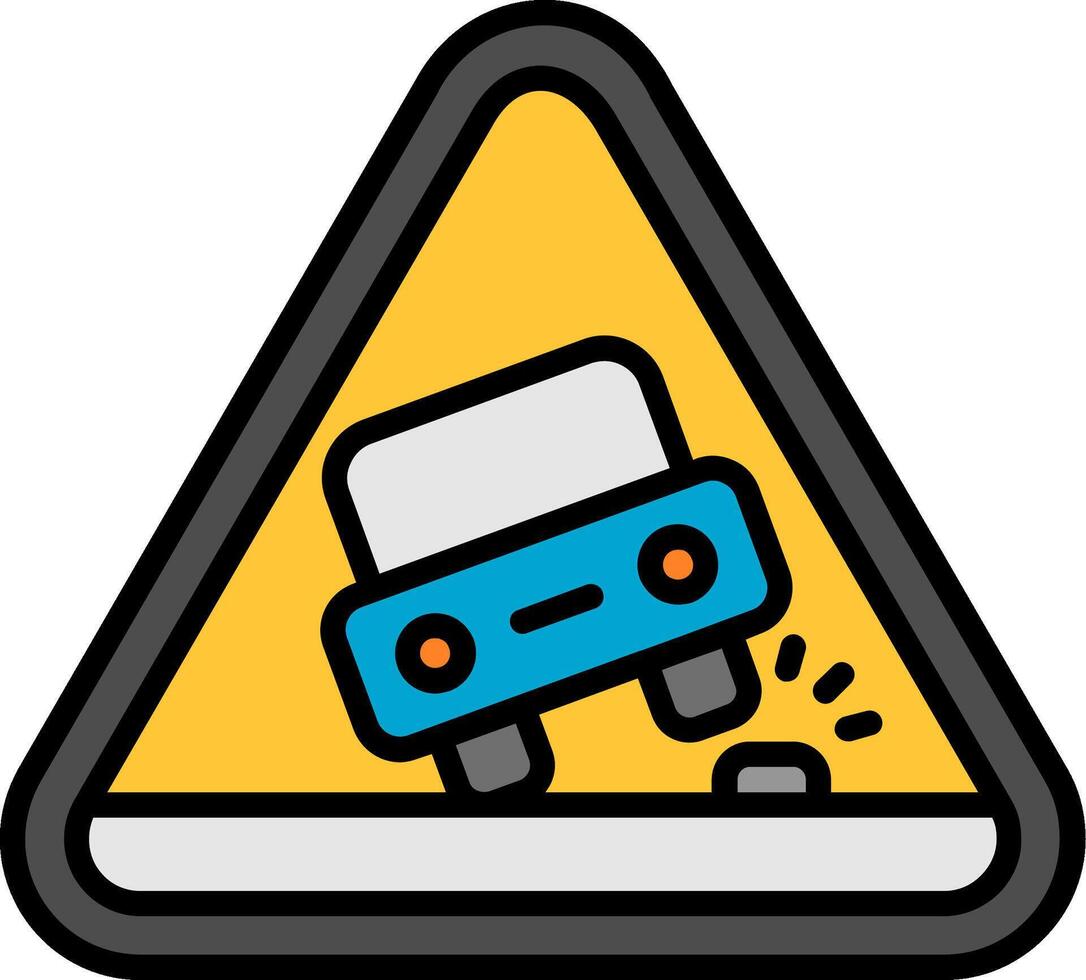 Road Sign Line Filled Icon vector