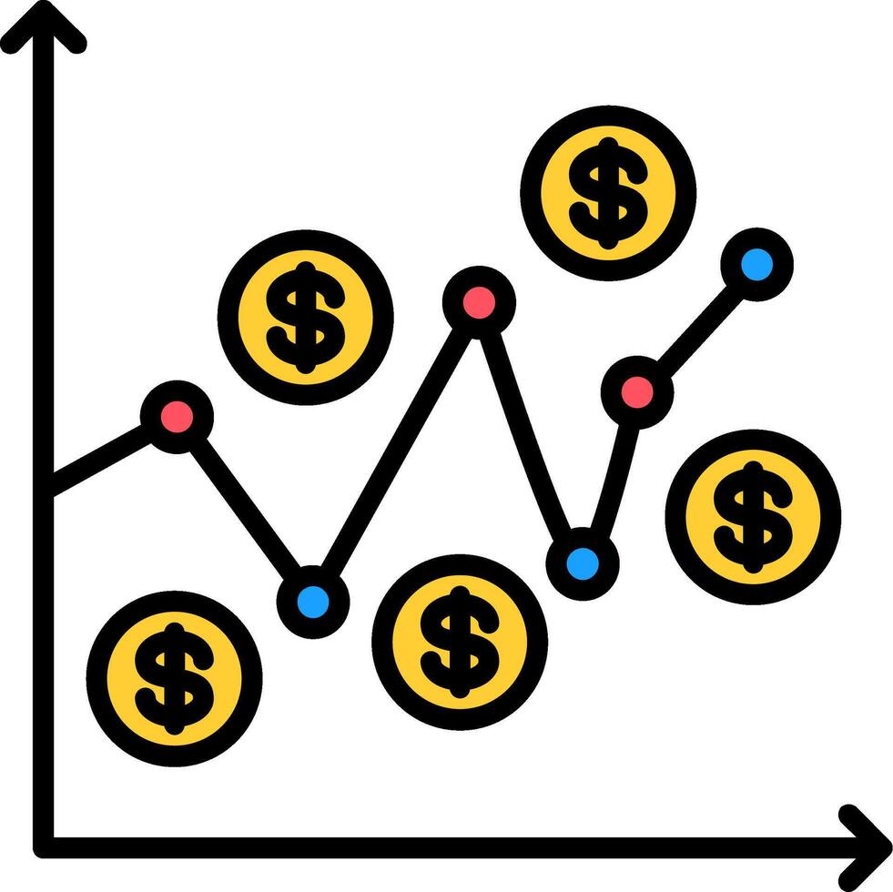 Dollar Cost Average Line Filled Icon vector