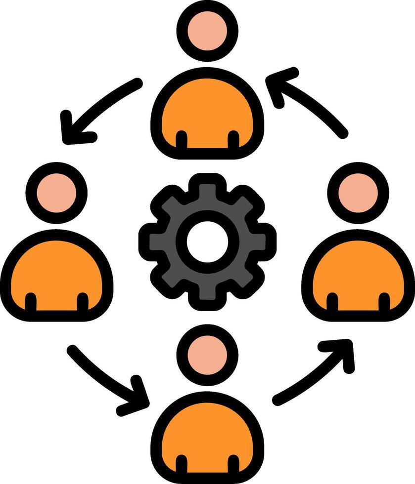Teamwork Line Filled Icon vector
