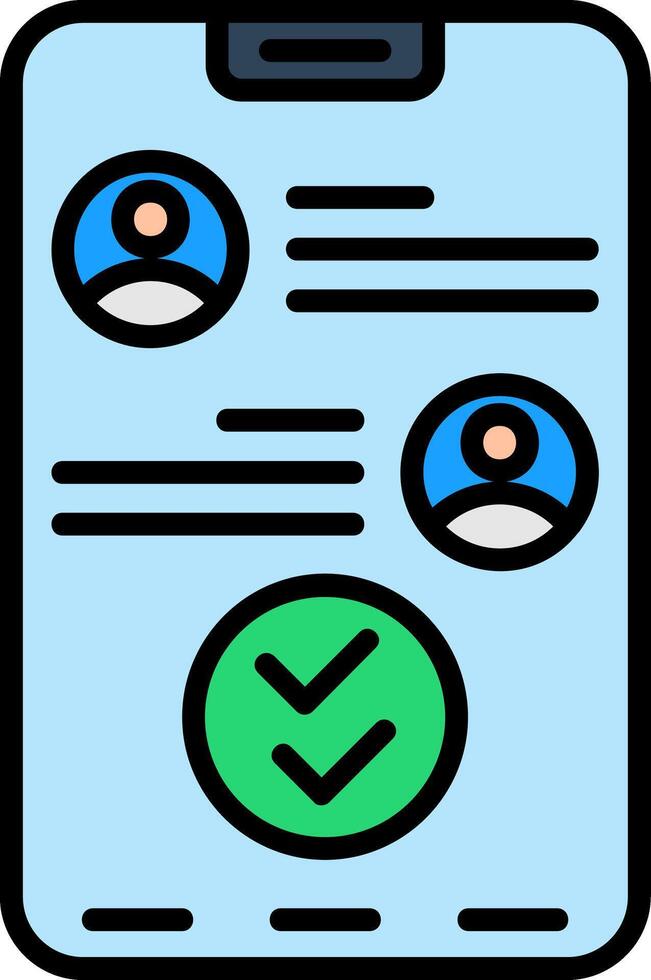 Double Check Line Filled Icon vector