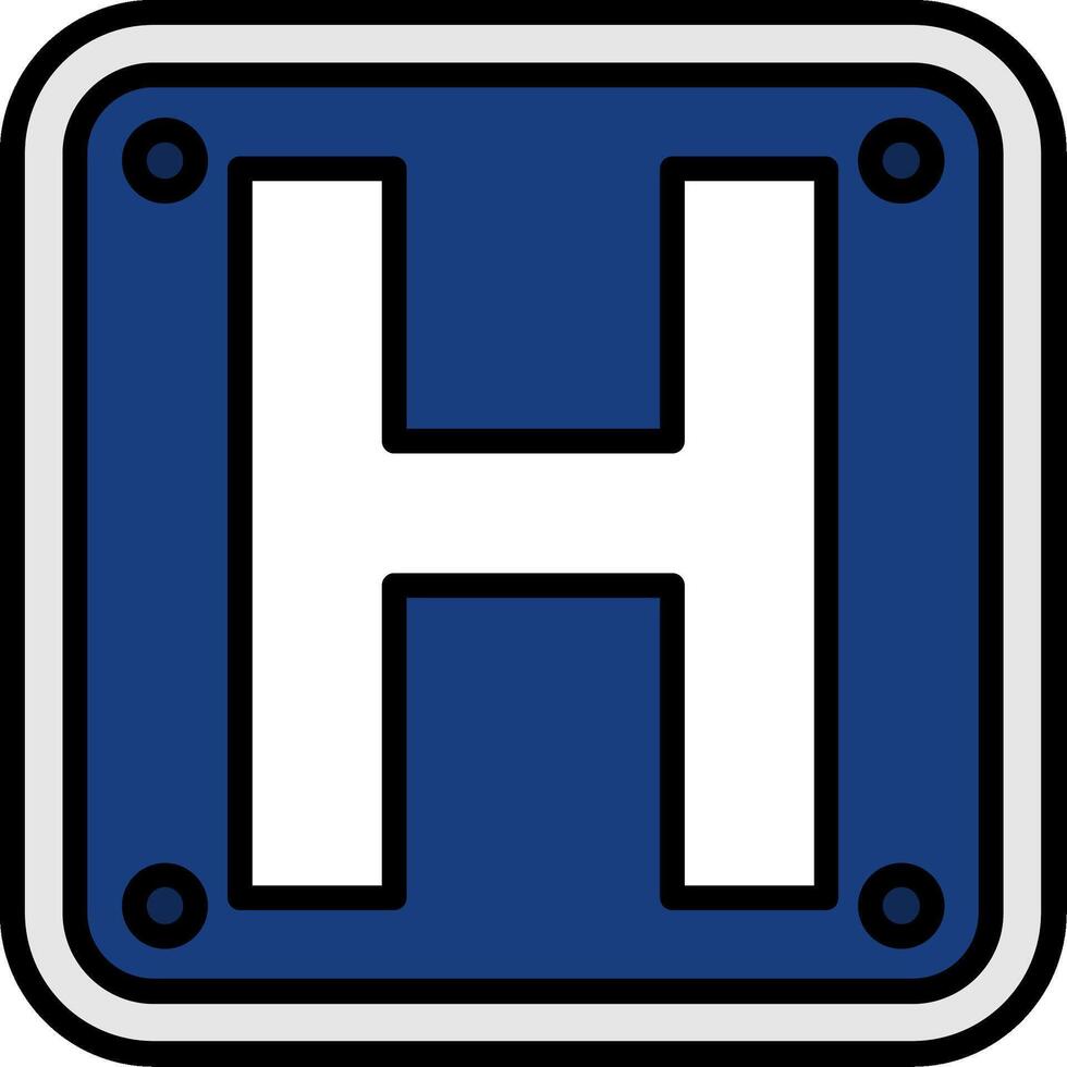 Letter H Line Filled Icon vector
