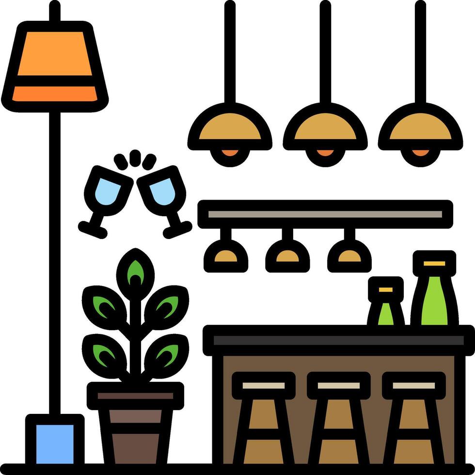 Bar Line Filled Icon vector