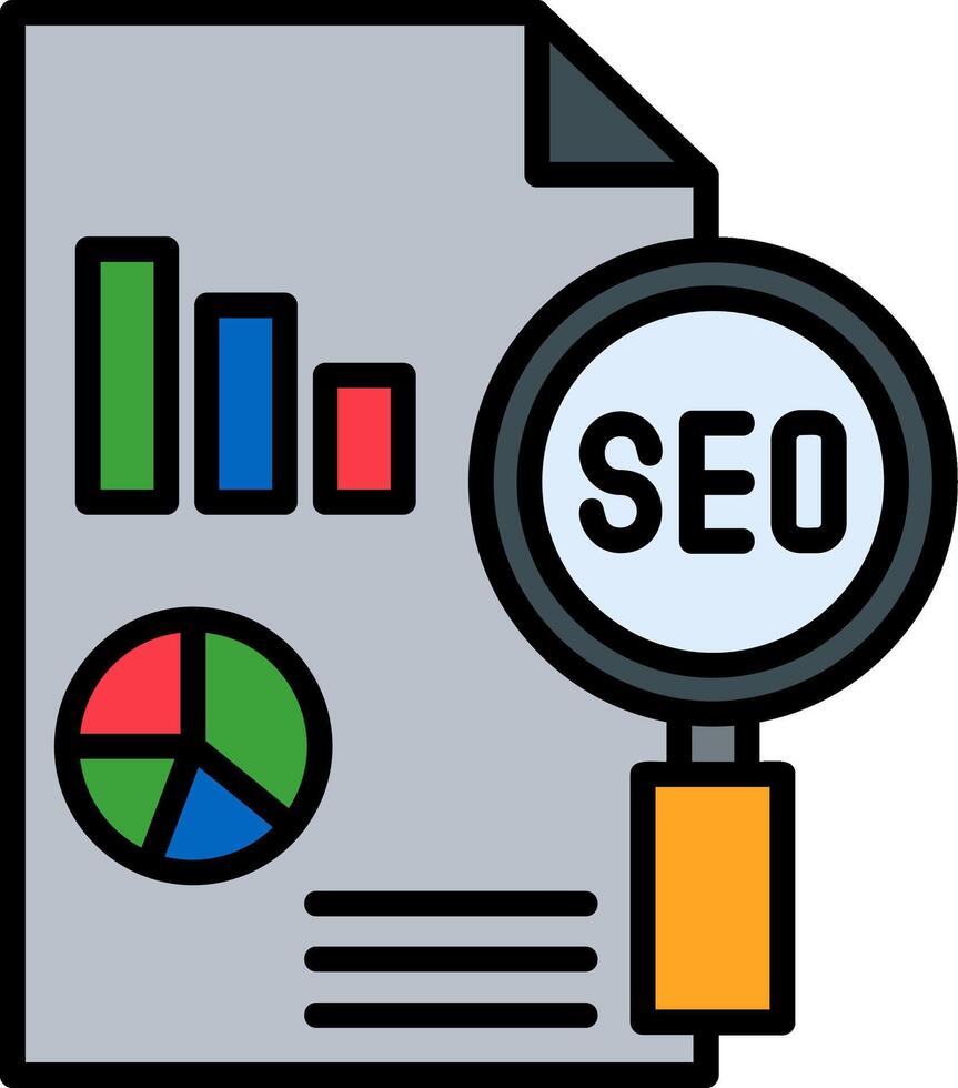Seo Report Line Filled Icon vector