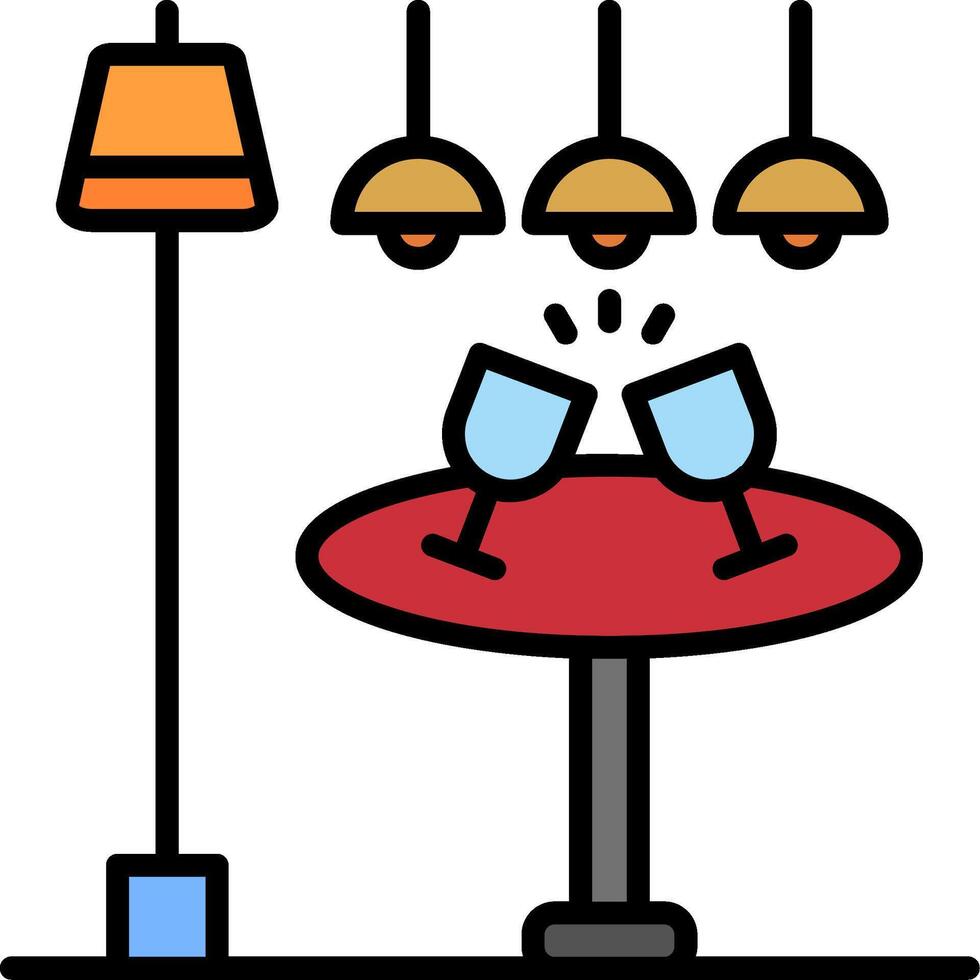 Glass Table Line Filled Icon vector