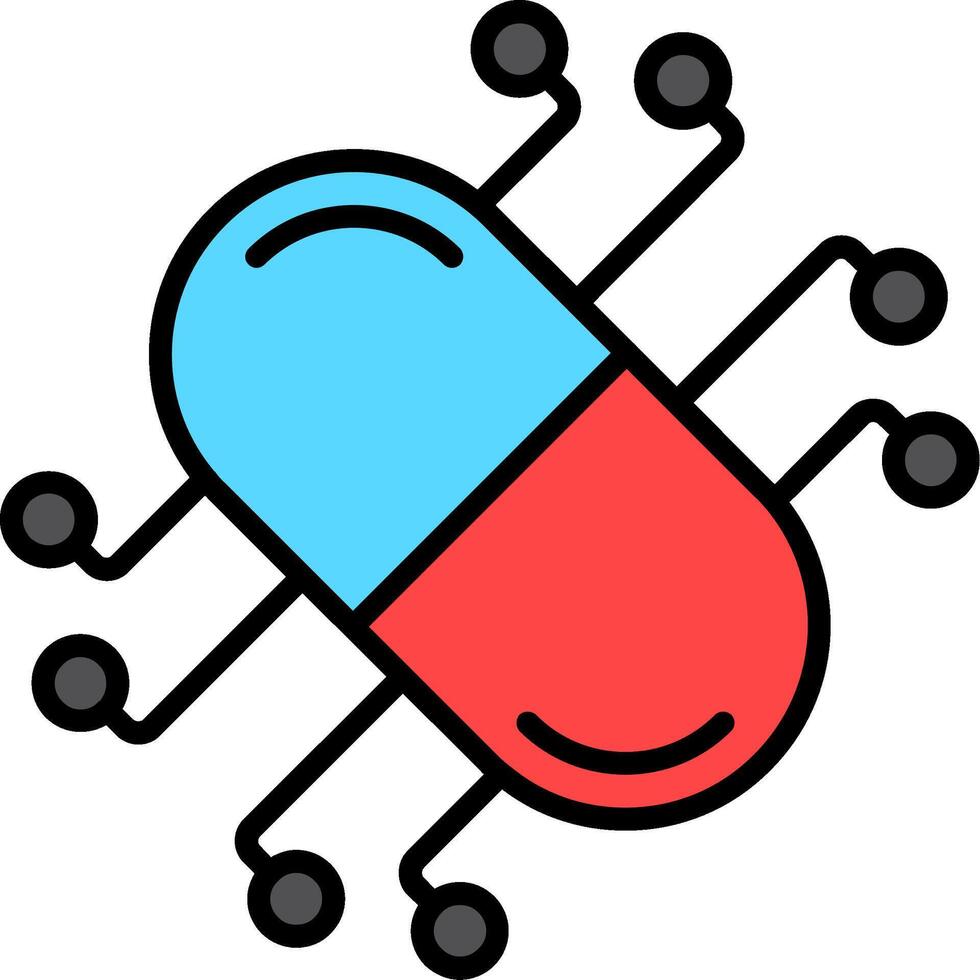 Pill Line Filled Icon vector