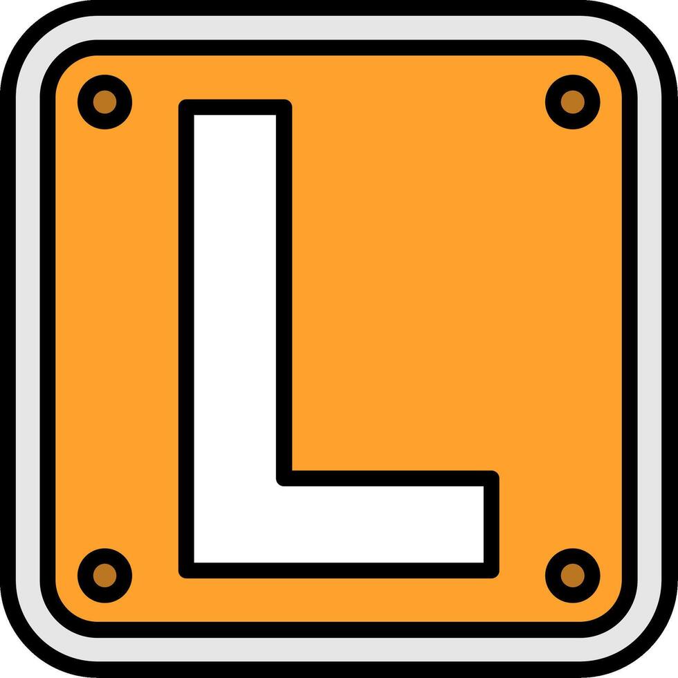 Letter L Line Filled Icon vector