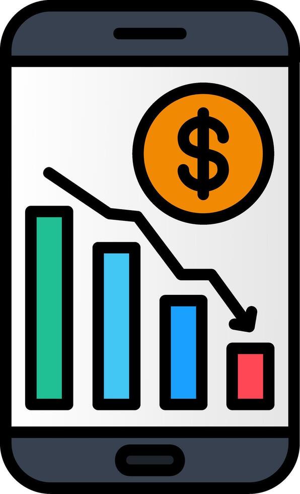Bar Graph Line Filled Icon vector
