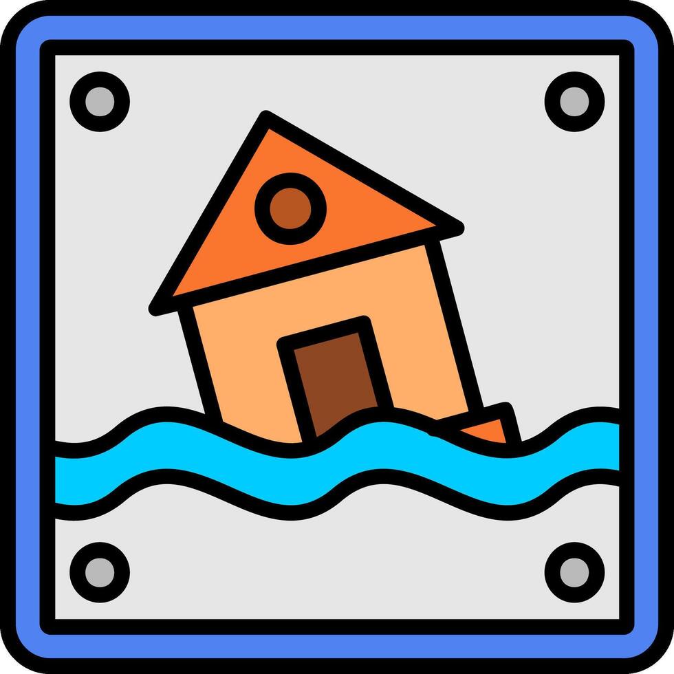 Flood Line Filled Icon vector