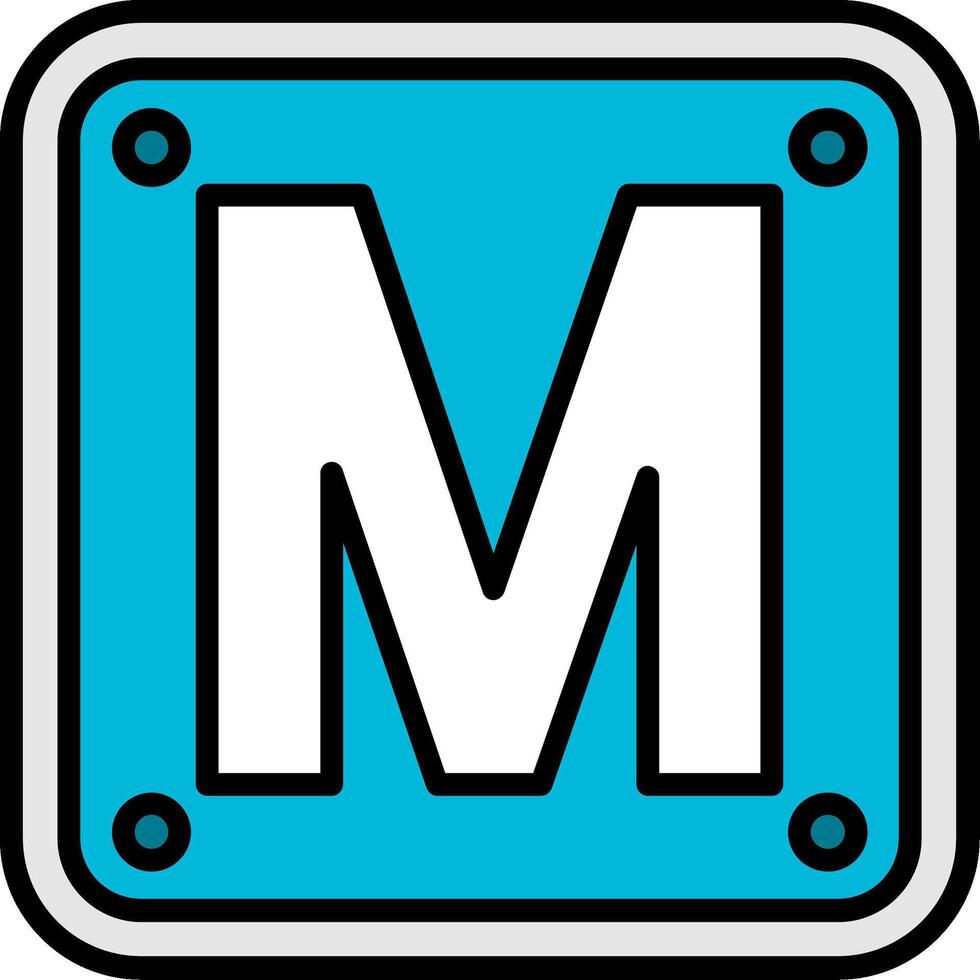 Letter M Line Filled Icon vector