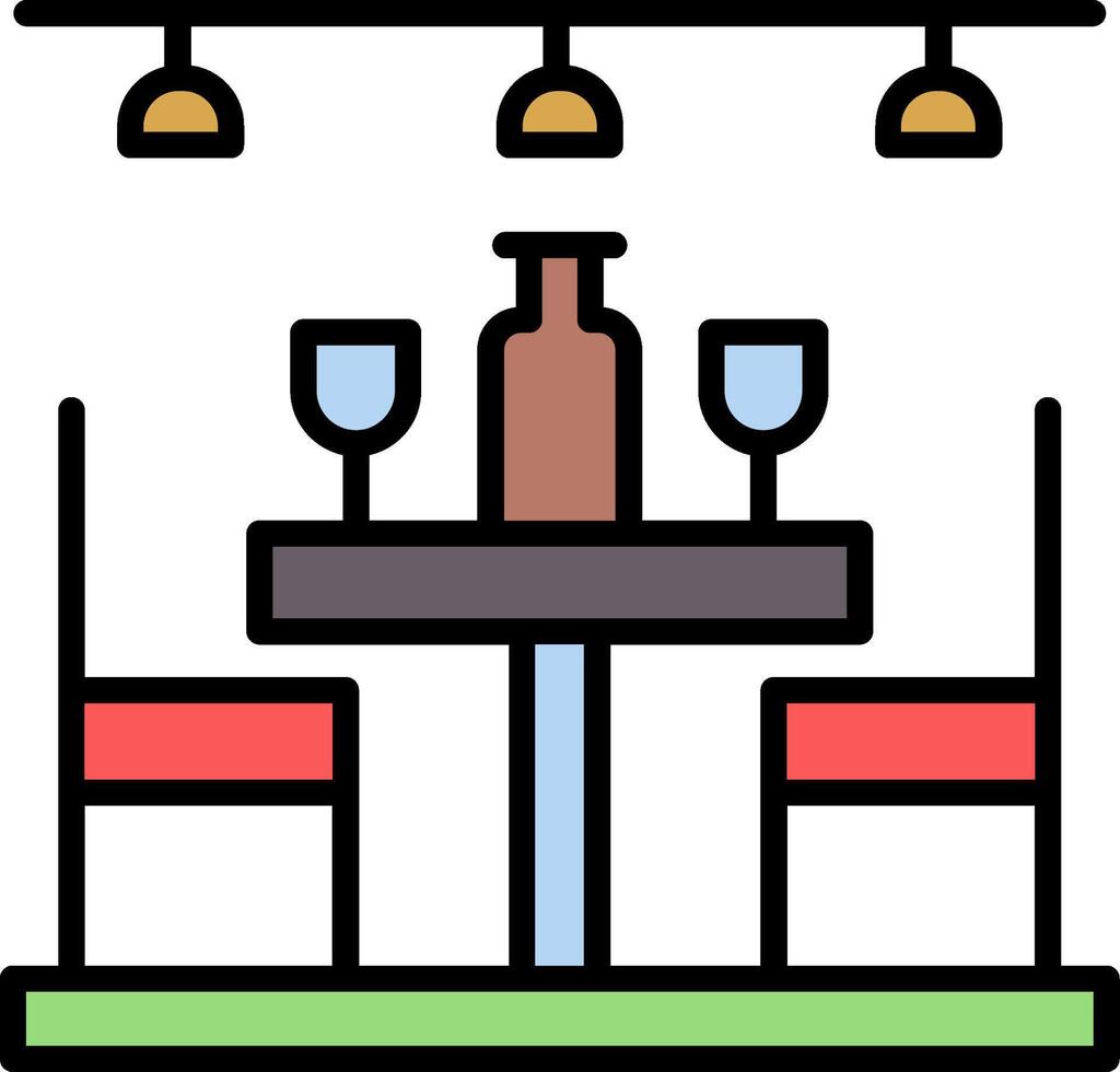 Dining Table Line Filled Icon vector