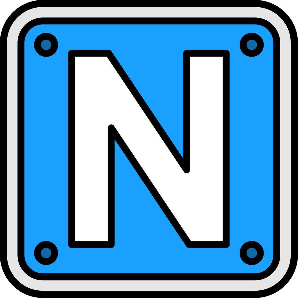 Letter N Line Filled Icon vector