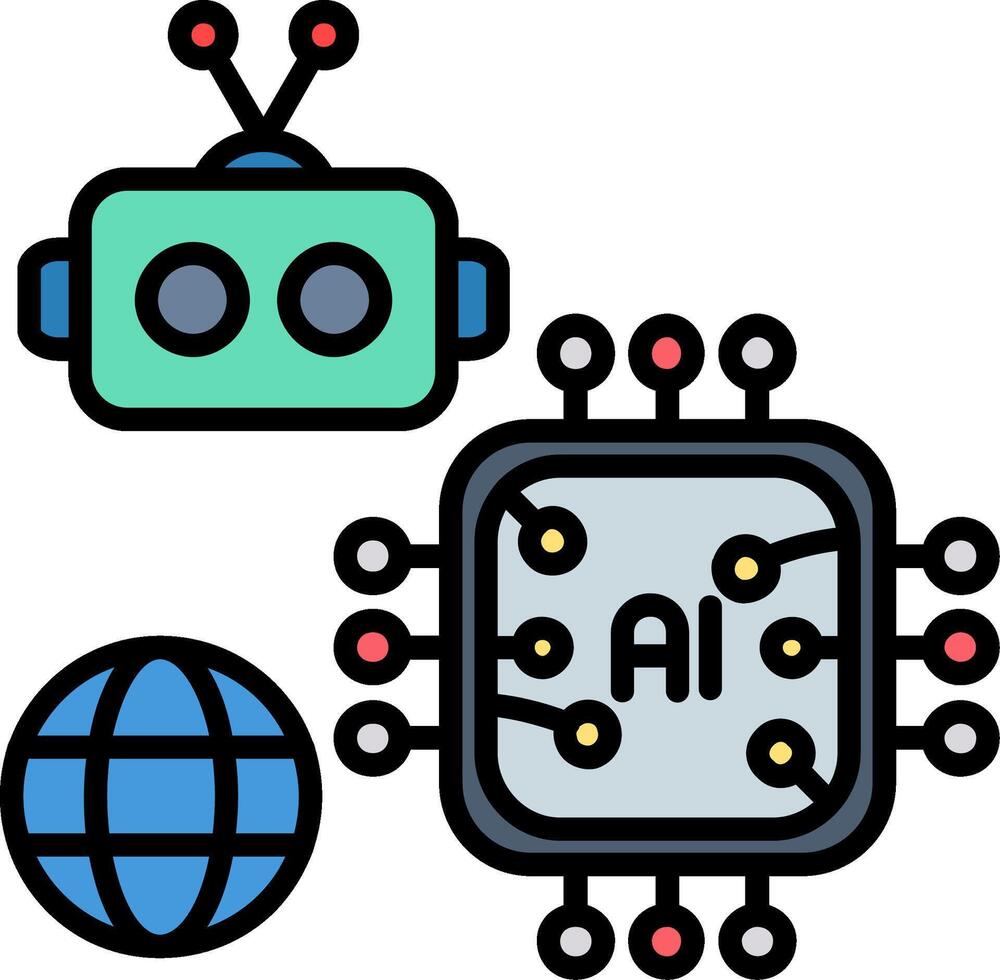 Chip Line Filled Icon vector